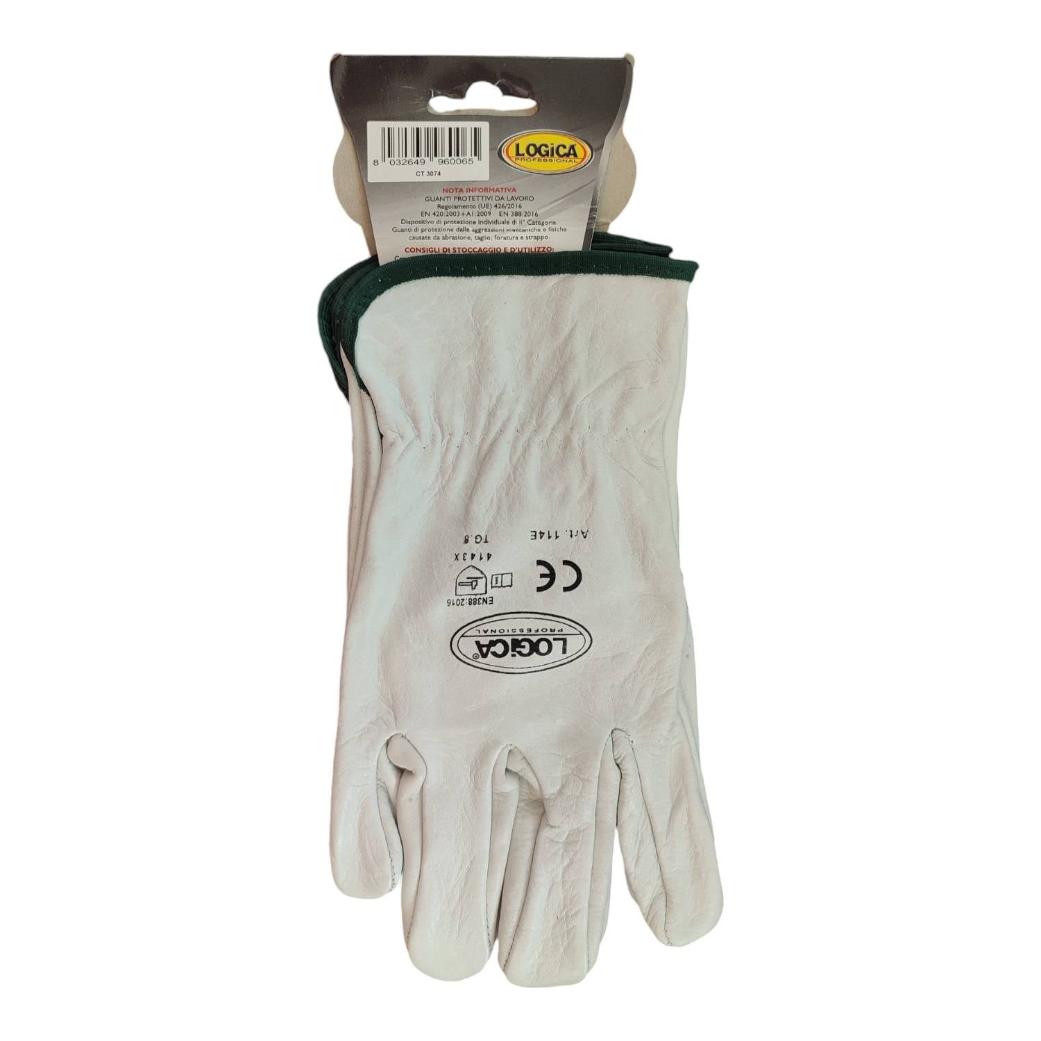 GUANTO PELLE FIORE BIANCO TG.8