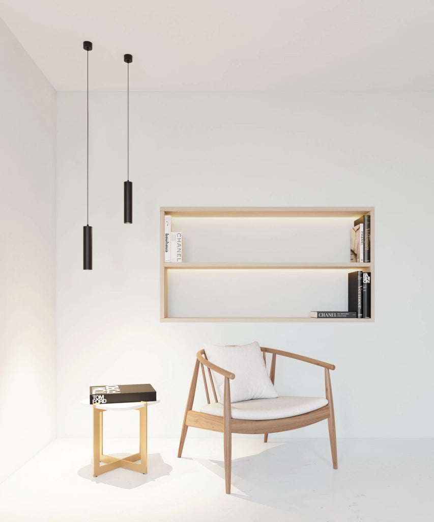 Atmos Lampada a Sospensione Tubolare GU10 XL Versione 450mm Installazione Incasso o Superficie Finitura Nero Opaco Design Moderno ed Elegante
