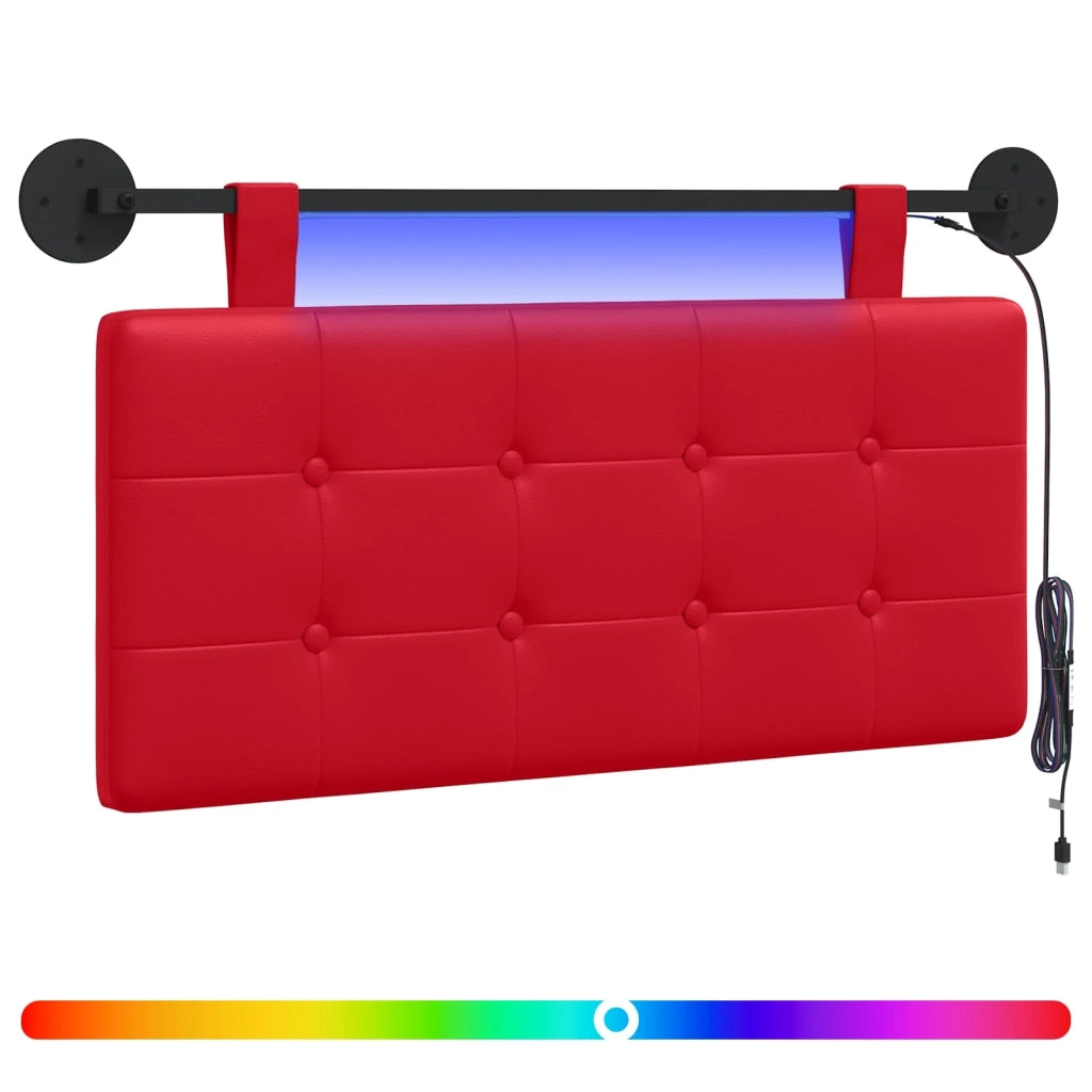 Testiera sospesa Con luce LED Rosso Similpelle