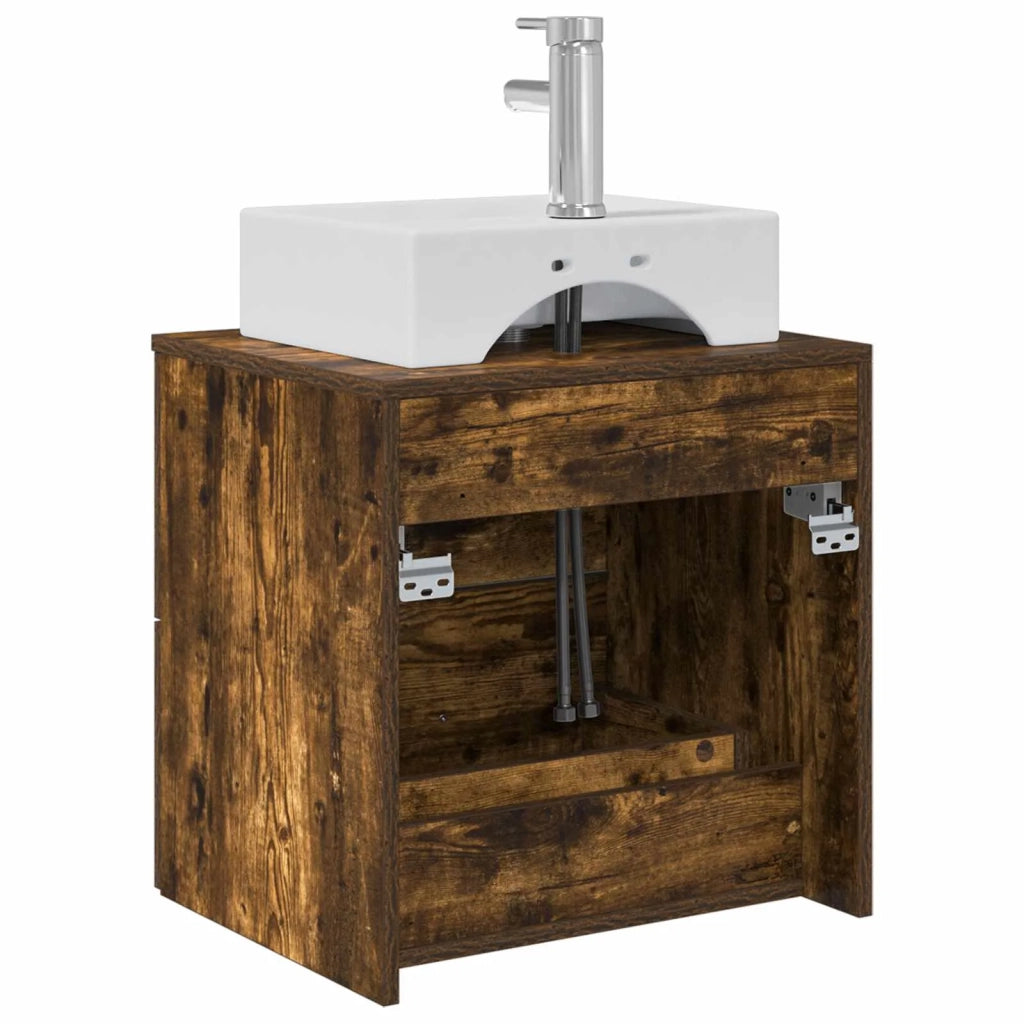 Mobile Lavabo da Parete Rovere Fumo 49,5 x 41 x 62,5 cm