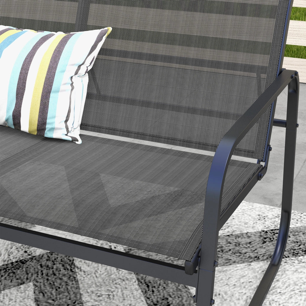 Set giardino 4 pezzi ¨C zephmum ¨C divano 2 posti, sedie, tavolo, tessuto, metallo, nero