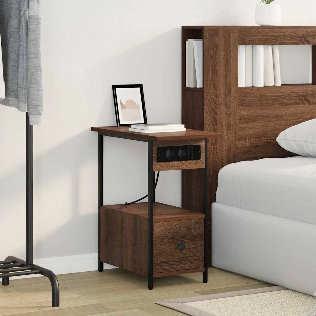 Armadio da Notte con cassetto Rovere Marrone 60 x 30 x 61 cm 859599