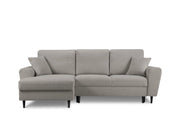 Cosmopolitan Design - Divano convertibile angolare sinistro con contenitore "Kyoto" 4 posti in bouclé grigio 