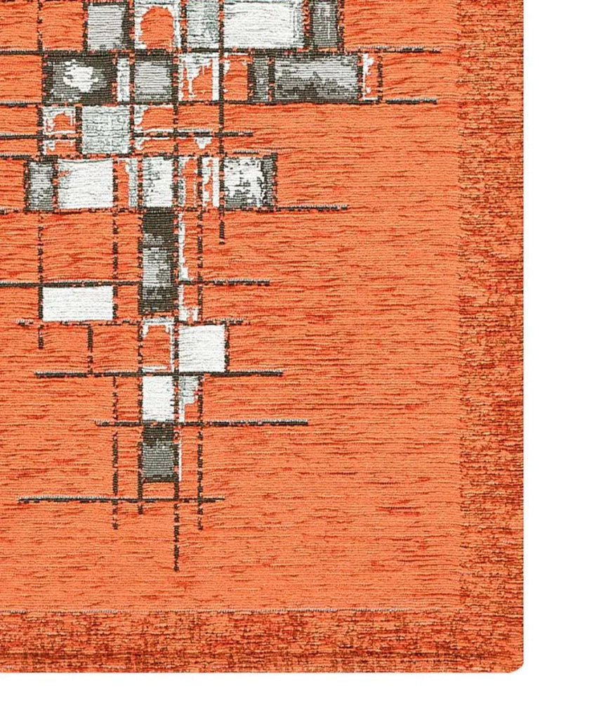 Tappeto moderno PIXEL ARANCIONE disegno arte contemporanea astratto geometrico, passatoia cucina multiuso lavabile in lavatrice e anti-scivolo cm.55x280