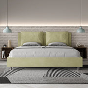 Letto imbottito Matrimoniale 200x200 cm Antea - Contenitore,Microfibra,Tè verde