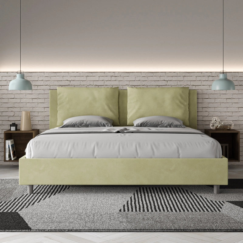 Letto imbottito Matrimoniale 200x200 cm Antea - Contenitore,Microfibra,Tè verde