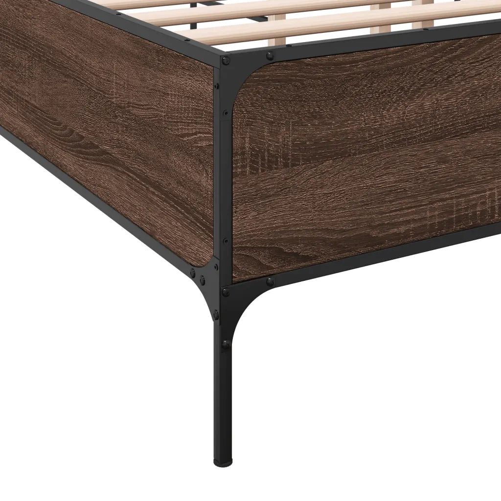 Giroletto-Struttura Letto Rovere Marrone 135x190cm in Legno Multistrato Metallo 330010