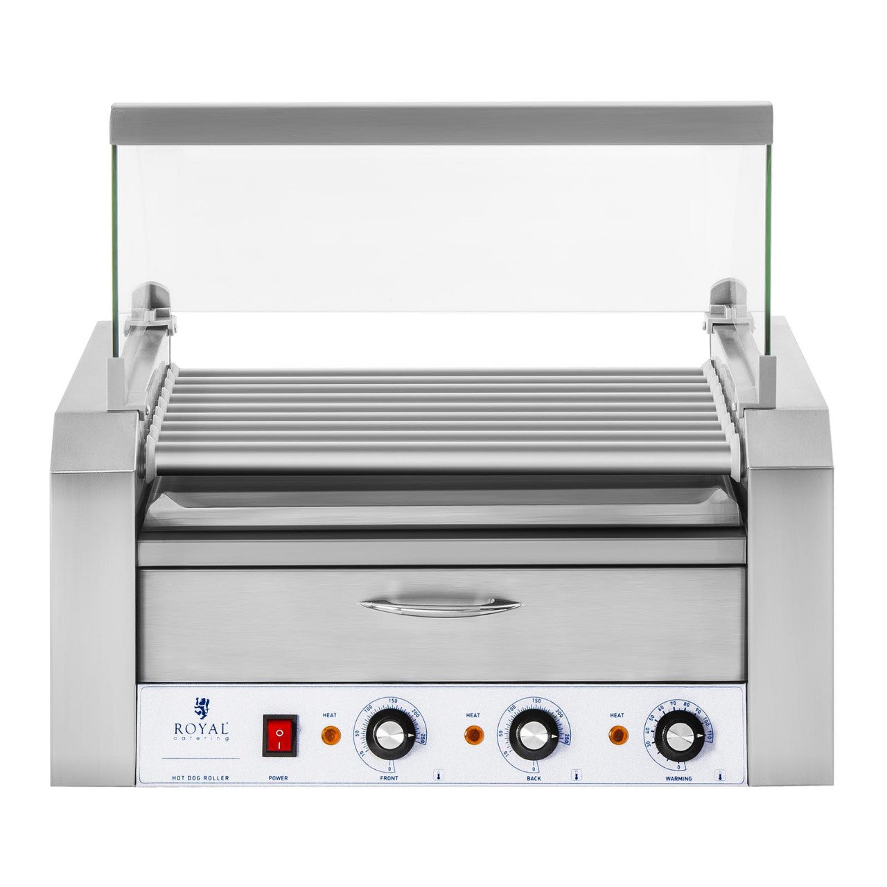 Griglia per salsicce 9 rulli cassetto scaldavivande 2200 watt acciaio inox 14_0001921