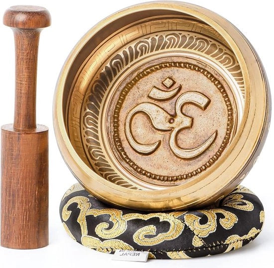 Set di Campane Tibetane da 105 pollici - campana a suono vibrante con mazzola e cuscino - inclusa con istruzioni e scatola regalo - 100% manufatti a mano in Nepal - doni per il benessere per donne