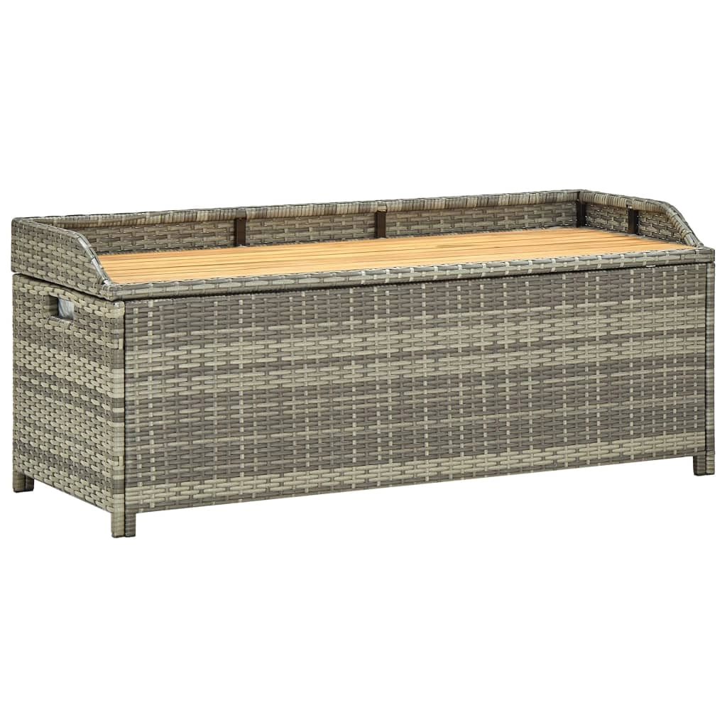 Panca da giardino mobili da esterno per patio contenitore da giardino per terrazza 120 cm resina intrecciata grigia 02_0011804
