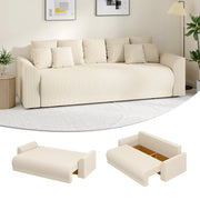 Divano letto 3 posti ¨C zephmum ¨C Tessuto antimacchia beige, Struttura in legno, 230 cm
