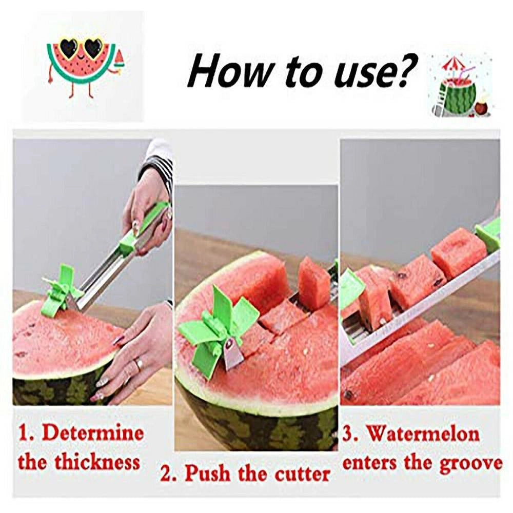 Trade Shop - Taglianguria Mulino A Vento Anguria Multiuso Cucina Taglio Della Frutta Cubetti -