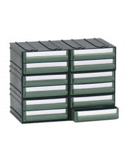 Cassettiera modulare con corpo nero e 12 cassetti verdi - Modello B