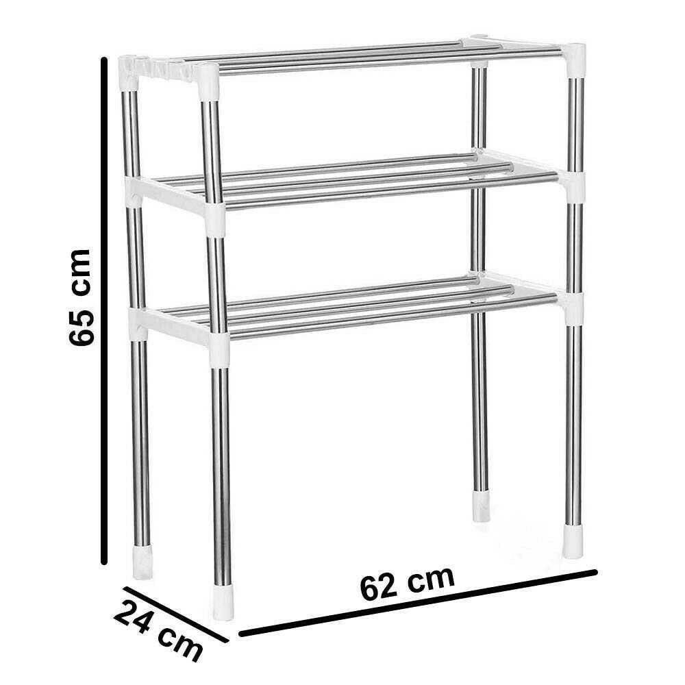 Trade Shop - Scaffale Salvaspazio 3 Ripiani Multiuso Bagno Cucina 65 X 60 X 25 Cm Art.5897 -