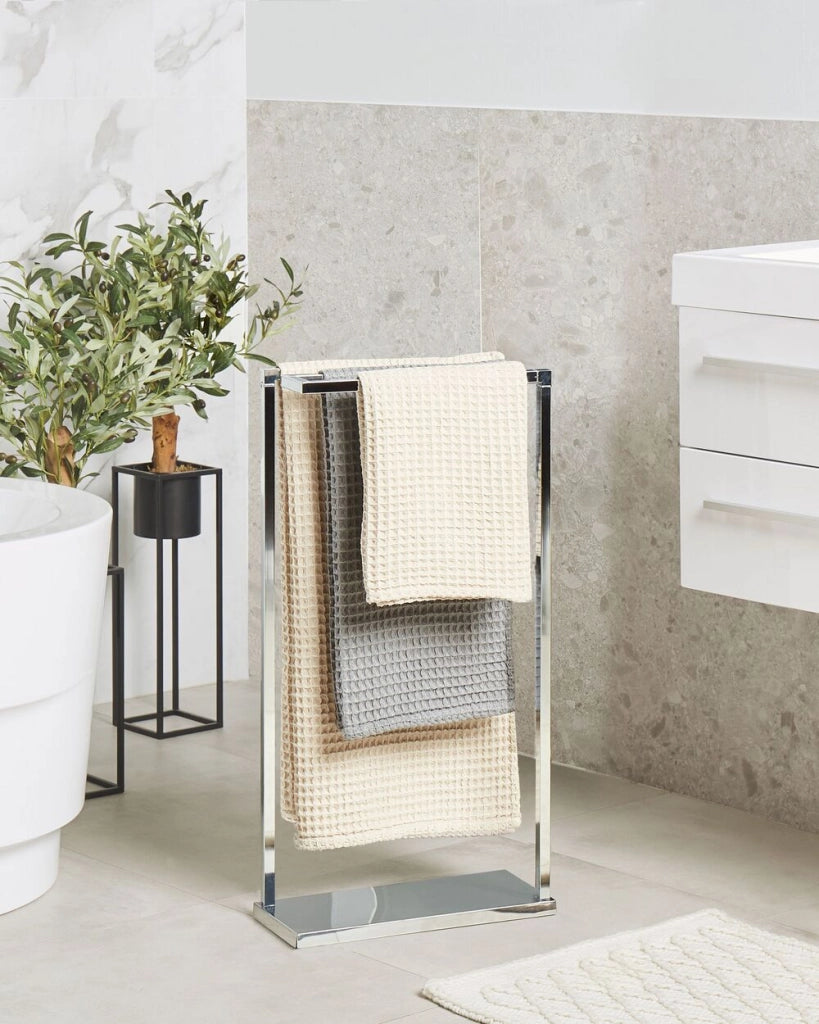 Portasciugamani in acciaio argentato lucido 3 binari portasciugamani da terra accessori da bagno moderni