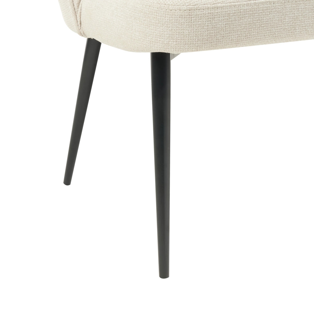 Divano da cucina Rivestimento in tessuto beige chiaro Struttura in metallo a 2 posti Gambe nere Panca