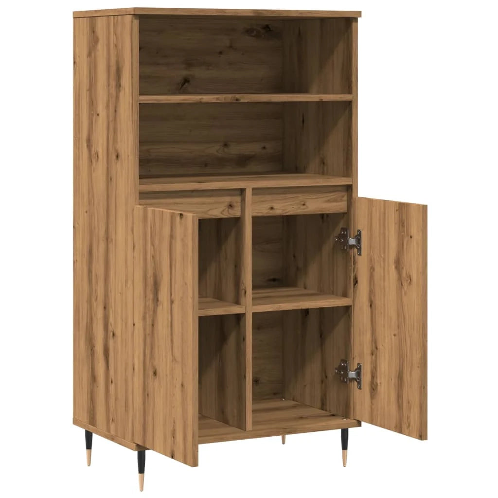 Buffet credenza cassettiera mobiletto mobile contenitore organizer cucina soggiorno salotto alto fatto a mano 60 x 36 x 110 cm legno ingegnerizzato marrone 02_0033164
