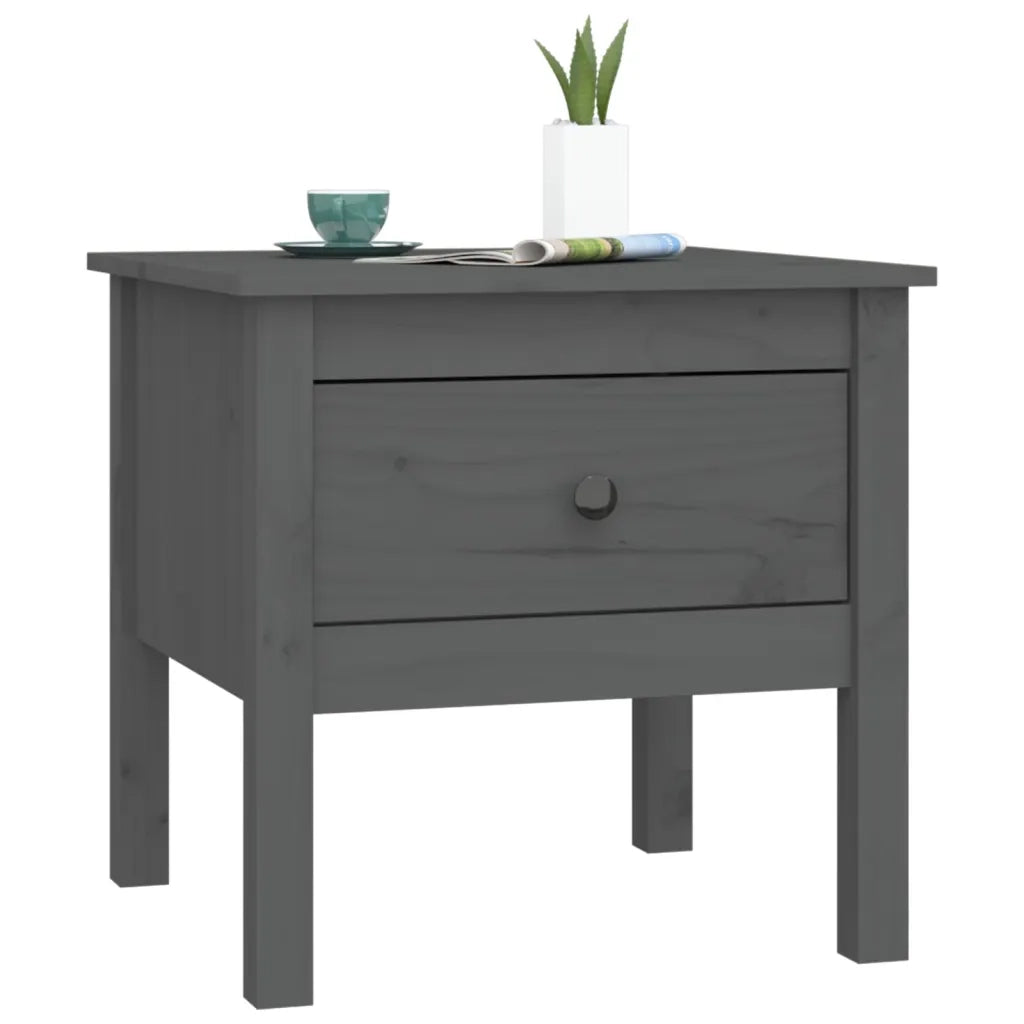 Tavolini 2 pz Grigi 50x50x49 cm Legno Massello di Pino 813799