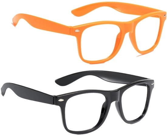 Due Occhiali da Gioco - Montatura Retro - Lenti Ultra Leggere - Occhiali da Nerd per Feste di Carnevale - Accessori per Costume - Accessori Cosplay - Occhiali da Nerd