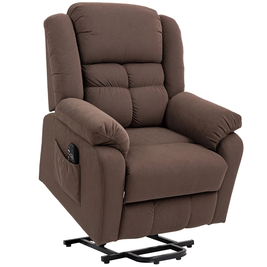 Poltrona relax elettrica reclinabile con funzione alzapersone, massaggio, riscaldamento e USB, marrone