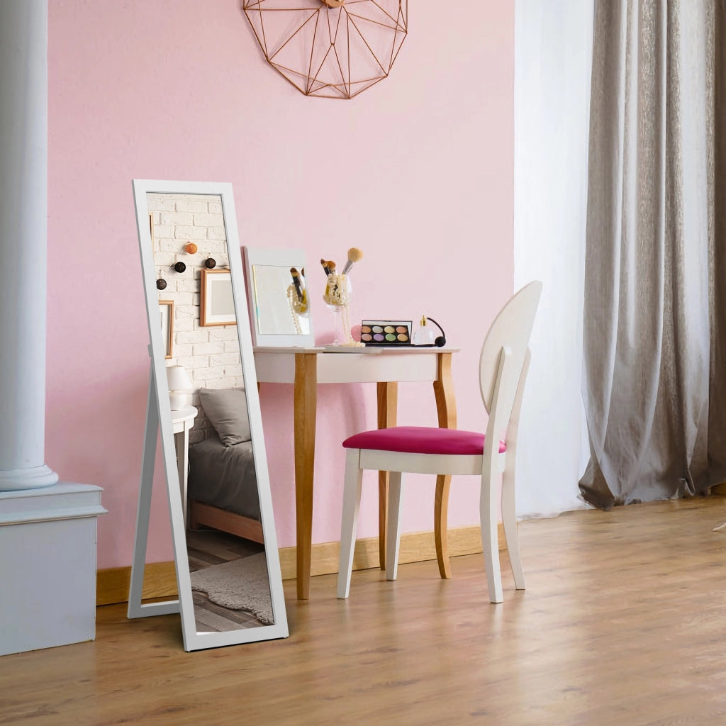 Specchio a figura intera 155 x 37 cm con struttura di legno-Specchio moderno per camera da letto salone ingresso Bianco