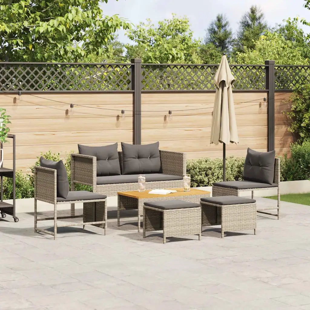 Set Divano da Giardino 6 pz | Set Salotto da Giardino Grigio chiaro e grigio scuro