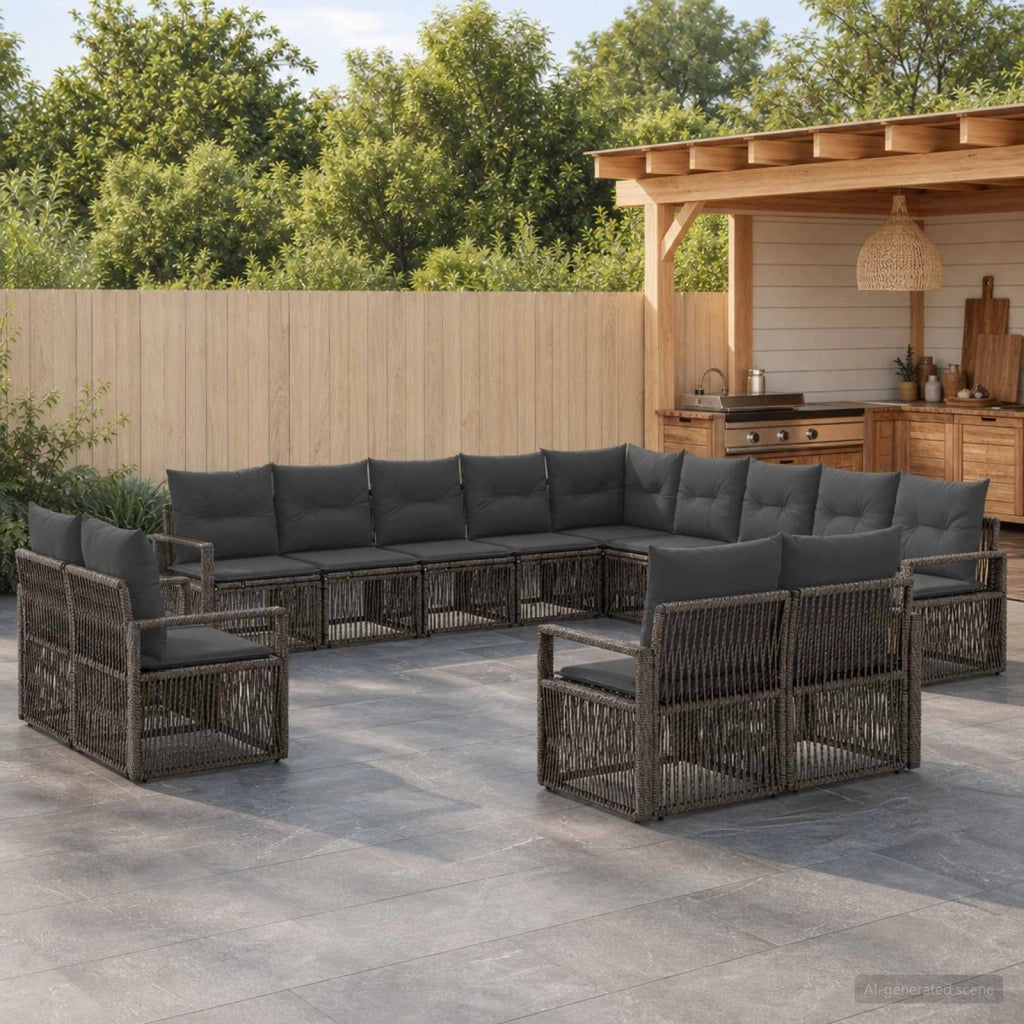 Set Divano da Giardino 13 pz Grigio polyrattan 3435893