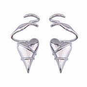 Linee geometriche intrecciate con orecchini a forma di cuore, orecchini da donna a forma di cuore con spine