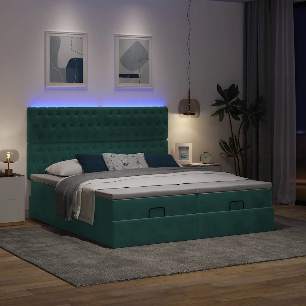 vidaXL Struttura Letto Pouf con Materassi 200x200 cm Velluto
