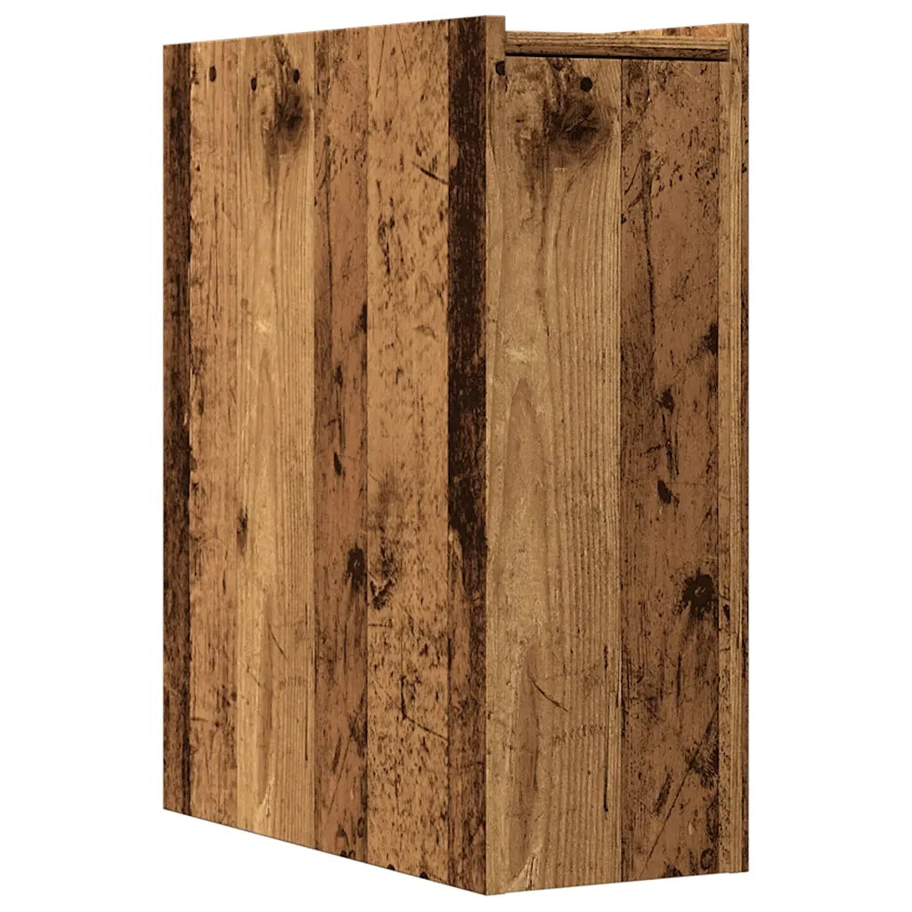 Armadietto da Bagno Stretto con Ruote Rovere Antico Truciolato 855293