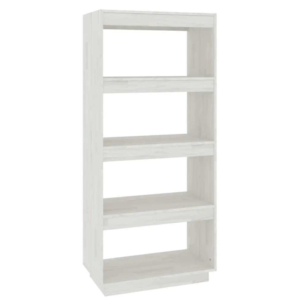 Libreria Divisorio-Scaffale per Libri-Mobile di Stoccaggio Bianco 60x35x135 cm Legno Massello di Pino