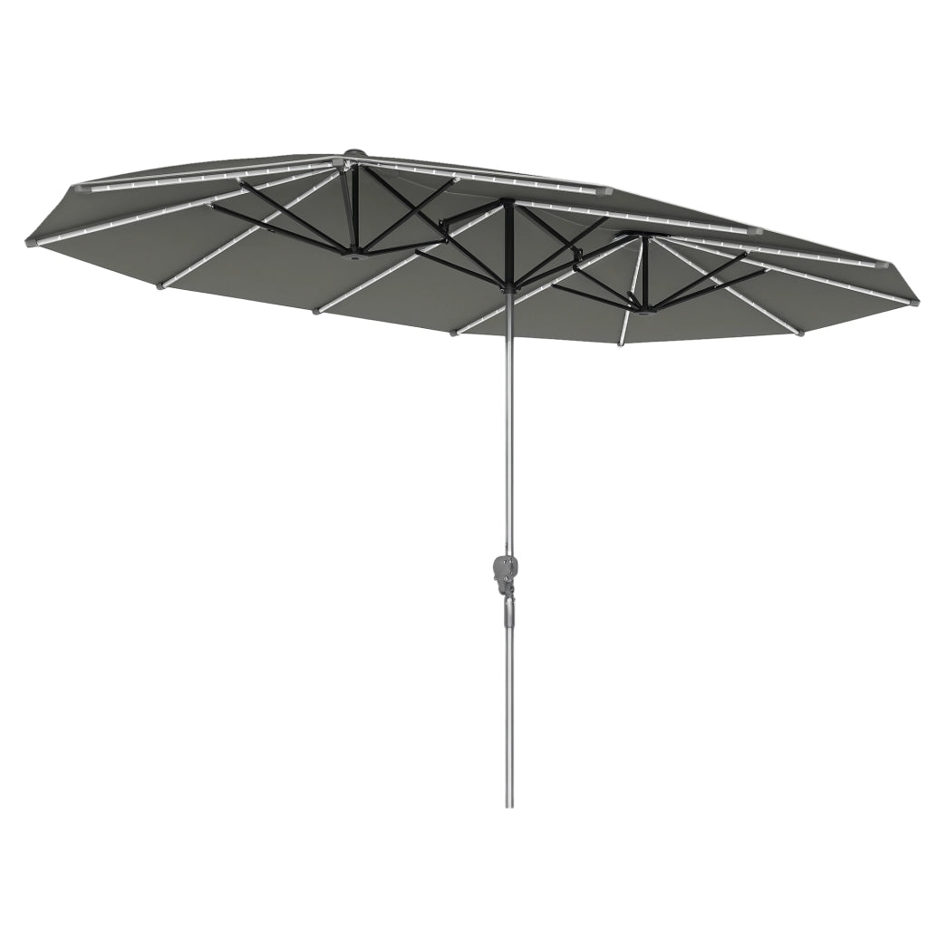 Ombrellone Doppio con Luci Solari ¨C zephmum ¨C Alluminio Polyester UPF50+ Antracite