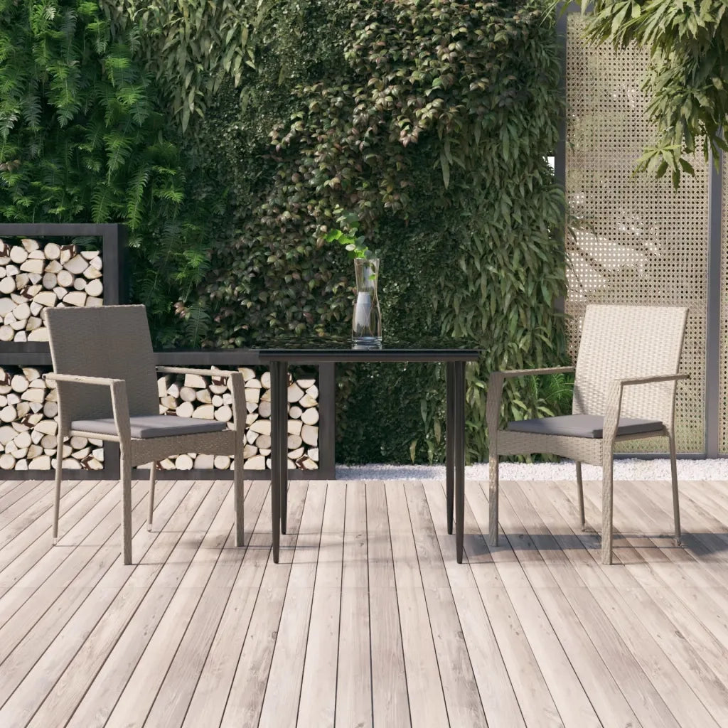 Set Salotto Giardino 3 pz con Cuscini Nero e Grigio Polyrattancod mxl 76481