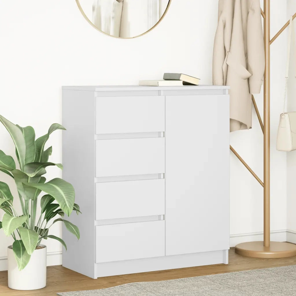 Credenza con Cassetti-Buffet-Armadio da cucina Bianco 71x35x84 cm in Legno Multistrato