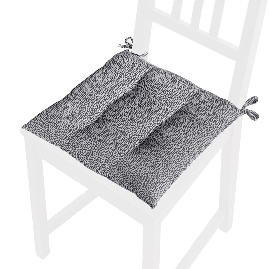 Set 4 Cuscini Sedia Cotone Maculati Morbidi Universali Lavabili Coprisedia Imbottitura Ovatta Grigio