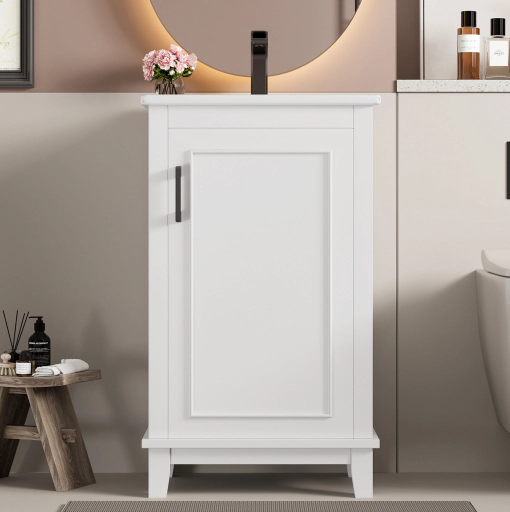 Mobile bagno freestanding con lavabo integrato e ripiani regolabili