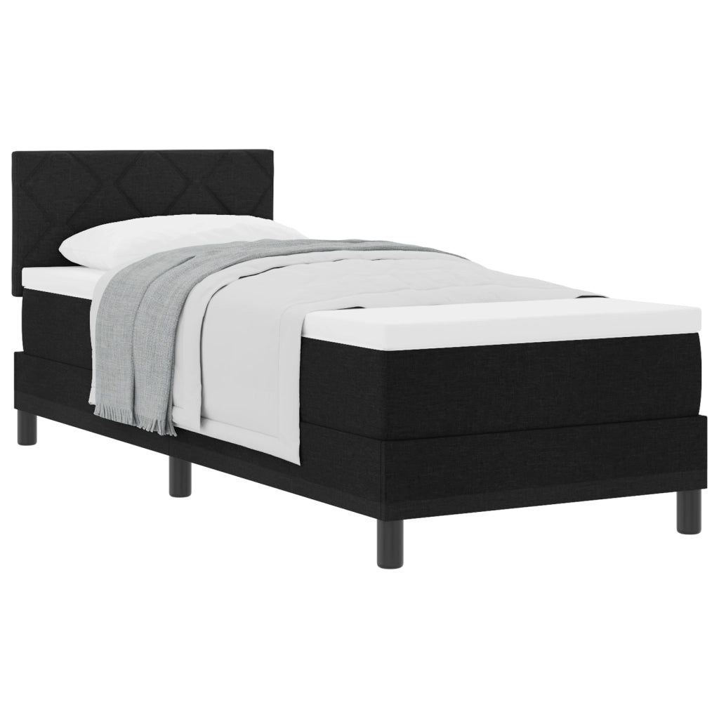 Letto Box Spring con Materasso Nero 80x200 cm Tessuto