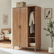Armadio Guardaroba Norg con 2 Ante e 5 Scomparti 191x120x52 cm - Effetto Rovere [en.casa]