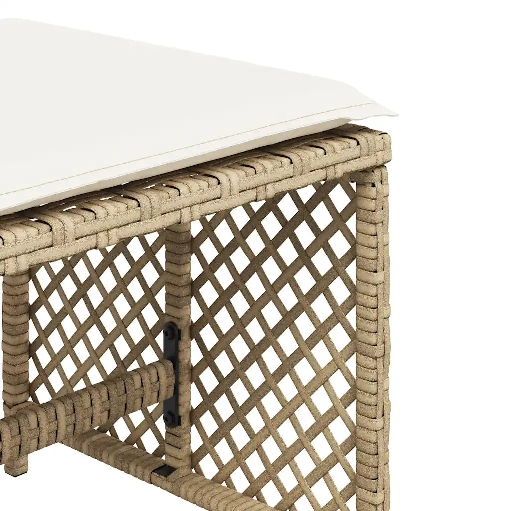 Sgabelli Giardino con Cuscini 4 pz Beige 41x41x36cm Polyrattan CFW8146651