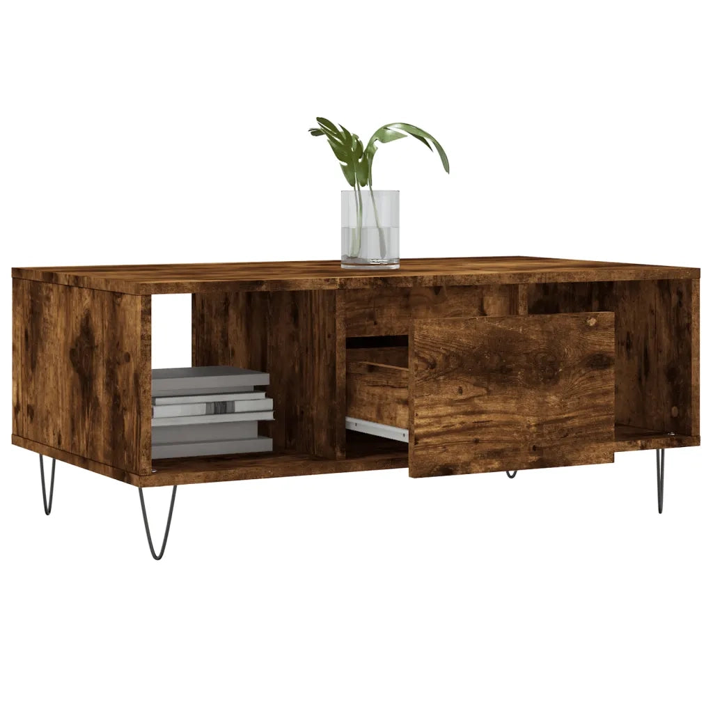 Tavolino da Salotto Rovere Fumo 90x50x36,5 cm Legno Multistrato 830593