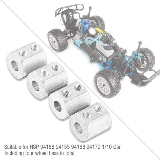 Quattro pezzi di ruota metallica 08065 a forma di stella a 6 facce per HSP 94188 94155 94166 94170 1/10 telecomando a distanza RC auto