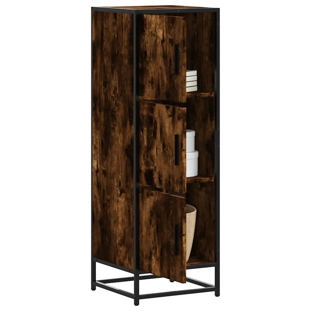 Credenza Rovere Fumo 35,5x35x106,5 cm Legno Multistrato Metallo 849066