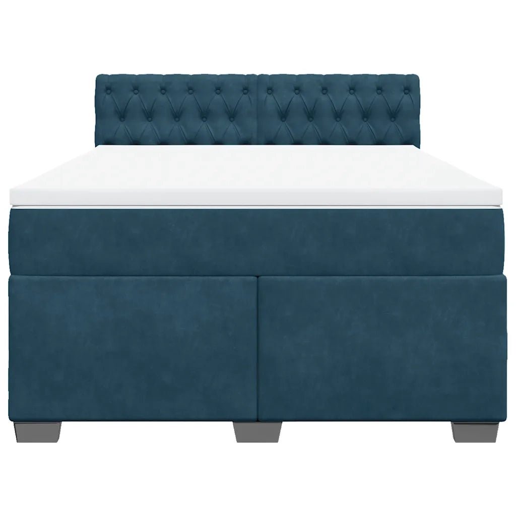 vidaXL Giroletto a Molle con Materasso Blu 140x190 cm in Velluto