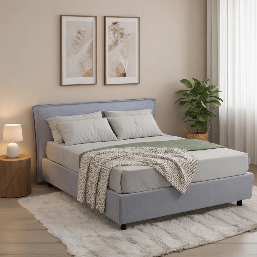 Brosso, Letto Alla Francese Sfoderabile Made in Italy, Grigio