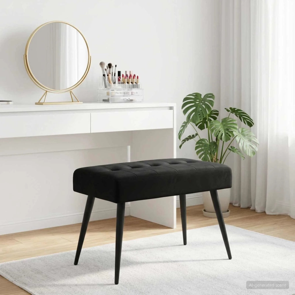 Panchina con bottoni imbottiti Nero 60 x 40 x 45 cm Velluto 42038507