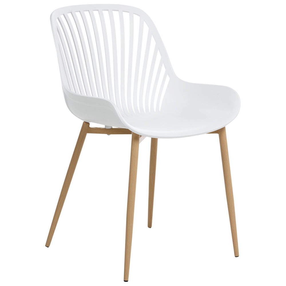 Set di 4 robuste sedie da pranzo Materiale sintetico Legno poliestere Gambe in ferro Transprint Bianco Kleve