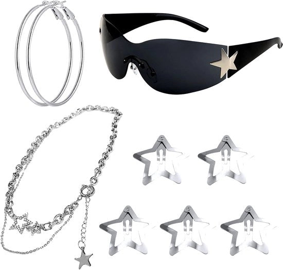 Accessori per Capelli a Stelle nere con Aesthetic Y2k