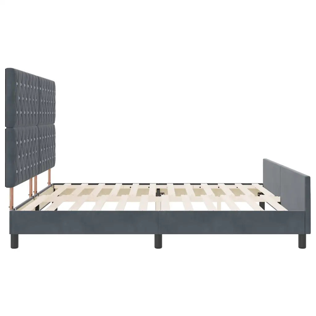 Letto a molle con testiera Grigio scuro 200 x 200 cm Velluto 3344898