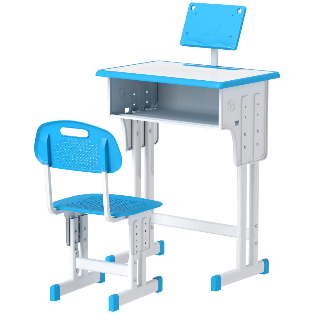 Scrivania per Bambini con Sedia Regolabile ¨C zephmum ¨C Blu 60x45x90-102 cm