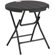 TAVOLO DA GIARDINO ROTONDO PIEGHEVOLE PER 4 PERSONE IN ALLUMINIO E PLASTICA HDPE, 80X73 CM, GRIGIO